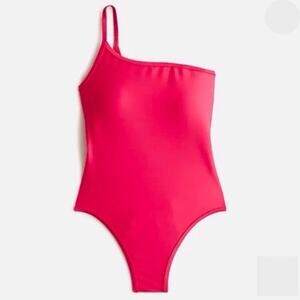 J. Crew Ribbed One-Strap One-Piece Swimsuit in Fushia Pink Women's 22 $118 BH848